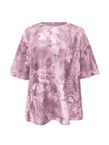 INAWLY Plus Size Casual Camouflage Print Short Sleeve T-Shirt, Summer - Pink - View 3