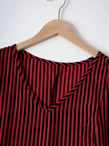 EMERY ROSE 大码假日休闲条纹格子拼布连衣裙，适合夏季