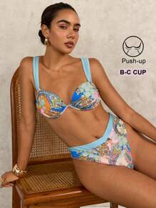 SHEIN Swim Paisley Print Bikini Set For Beach Vacation For Summer - Multicolor - View 6