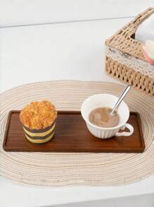 1 件装竹制托盘，木制托盘，奥斯曼咖啡桌托盘，梳妆台托盘，食物咖啡茶点（棕色） - 棕色 - 查看 3