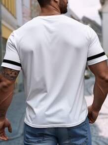 Manfinity Homme Plus Size Slogan Print Men's Casual Short Sleeve T-Shirt, Suitable For Daily Wear - White - View 2