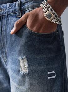 NEON BLANC Pantalones cortos de mezclilla azul tejidos de uso urbano para hombres