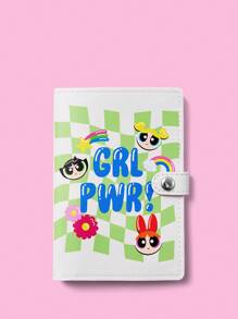 THE POWERPUFF GIRLS X SHEIN Beige Cute Cartoon Blossom, Bubbles, Buttercup Print Passport Holder - Beige - View 1