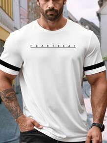 Manfinity Homme Plus Size Slogan Print Men's Casual Short Sleeve T-Shirt, Suitable For Daily Wear - White - View 3
