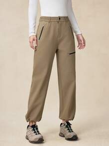 OutZeal Damesbroek met ritsvak, casual outdoorbroek met knopen voor wandelen