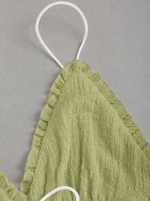 Sweetra Women's Solid Color Tie Waist Knit Texture Camisole