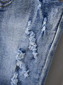 Celana Pendek Denim Elastis Lembut, Nyaman, Kasual, dan Serbaguna untuk Bayi Laki-laki, Ringan untuk Musim Panas - Medium Wash - View 3