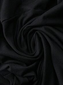 V 领细肩带松紧腰褶皱针织紧身连衣裙 - 黑色 - 查看 3