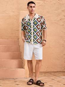 HIMLAND 男士针织休闲日常宽松无袖多色开襟衬衫，适合秋冬 - 彩色 - 查看 4