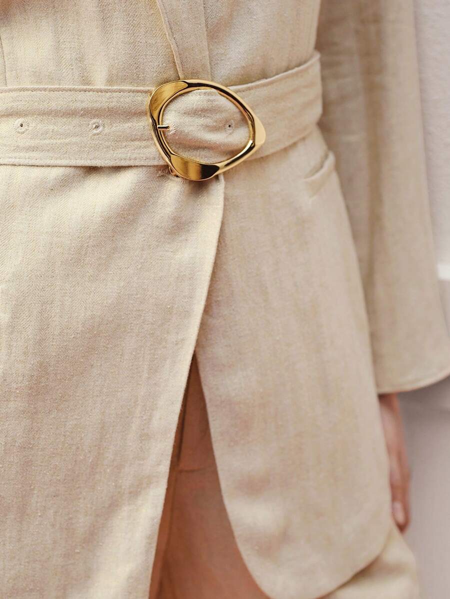 MOTF PREMIUM 亚麻单扣系腰带西服