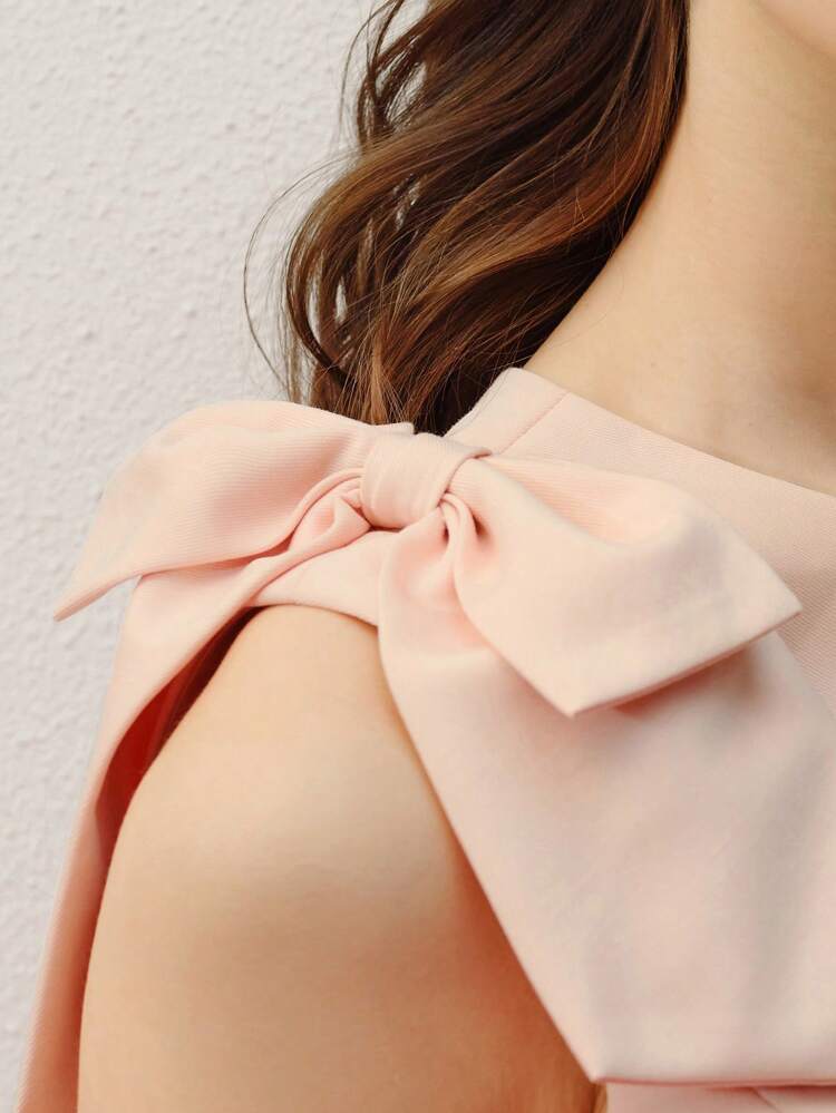 WOMEN'S ASYMMETRIC HEMLINE BOW DECOR MINI DRESS