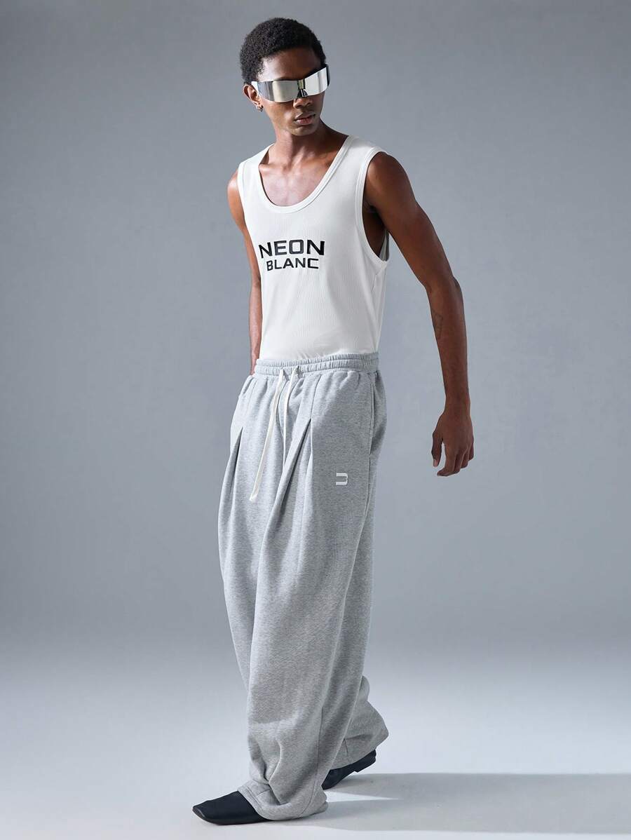 NEON BLANC Men's Street Fashion Letter Print Knit Top - White - View 1