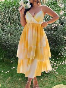 Breezaya Plus Size Women Sleeveless Ombre Romantic Flowing Elegant Dress