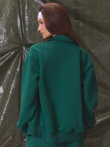 Musera Sport Slim Fit Contrast Panel Zip Through Track Jacket Only ,Padel Tennis Racquetball Pickleball Gym Fitness - Green - View 3