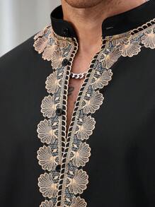 Manfinity Homme Plus Size Men's Floral Print Casual Beach Shirt Men Traditional Clothing - Multicolor - View 6