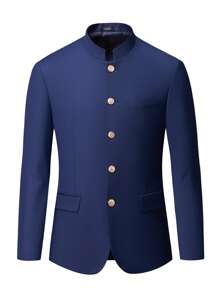 Manfinity Mode Minimalist & Fashionable Navy Blue Casual Suit For Men, For Everyday Wear - Royal Blue - View 3