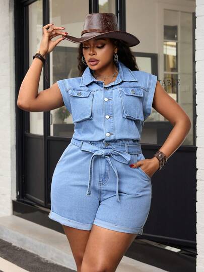 Plus Size Denim Overalls | Fashion Plus Size Denim Overalls
