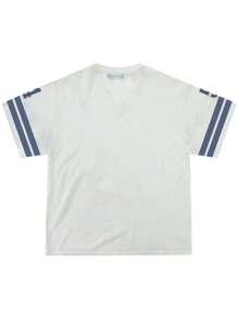 INAWLY Women's V-Neck Mesh Panel Sports Jersey With Number Graphic Print Short Sleeve Casual T-Shirt, Versatile For Spring/Summer - Multicolor - View 2