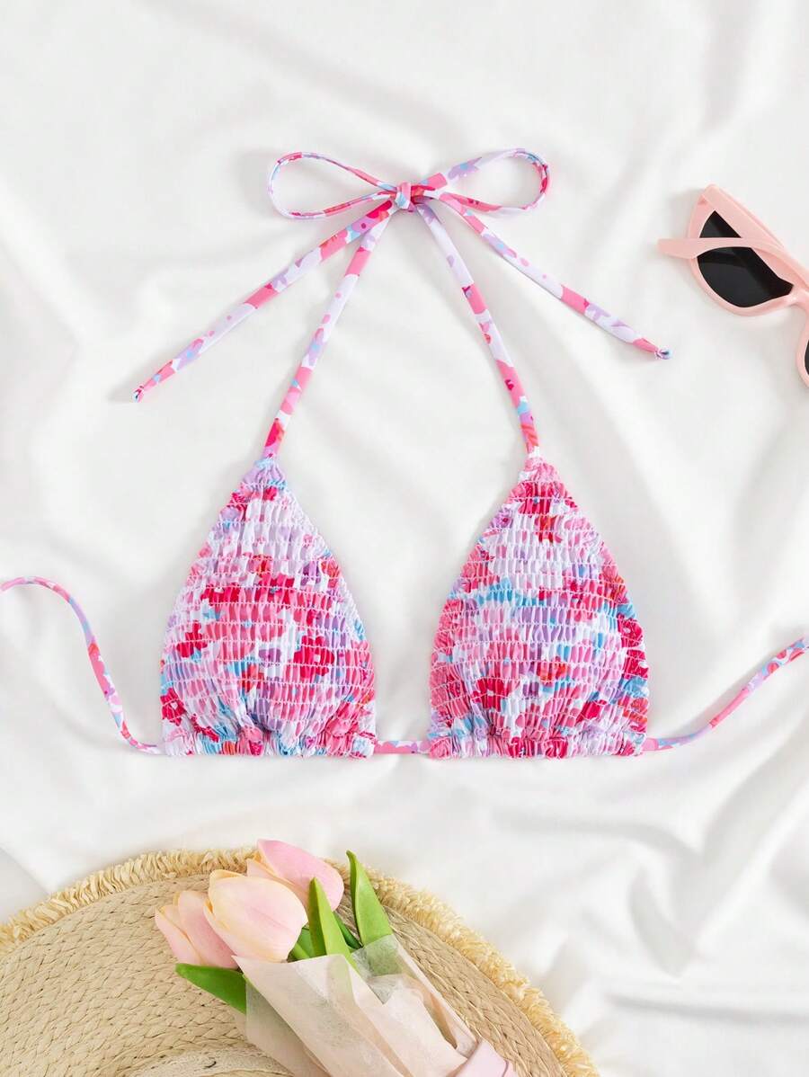 Swim Mod Random Print Bikini Top For Beach Summer - Multicolor - View 1