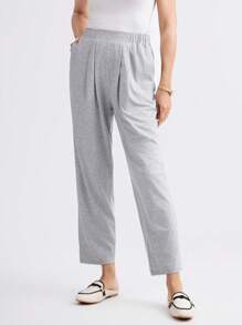 Miaspire Pantalón lápiz casual con elástico en la cintura y estampado floral, para primavera/verano