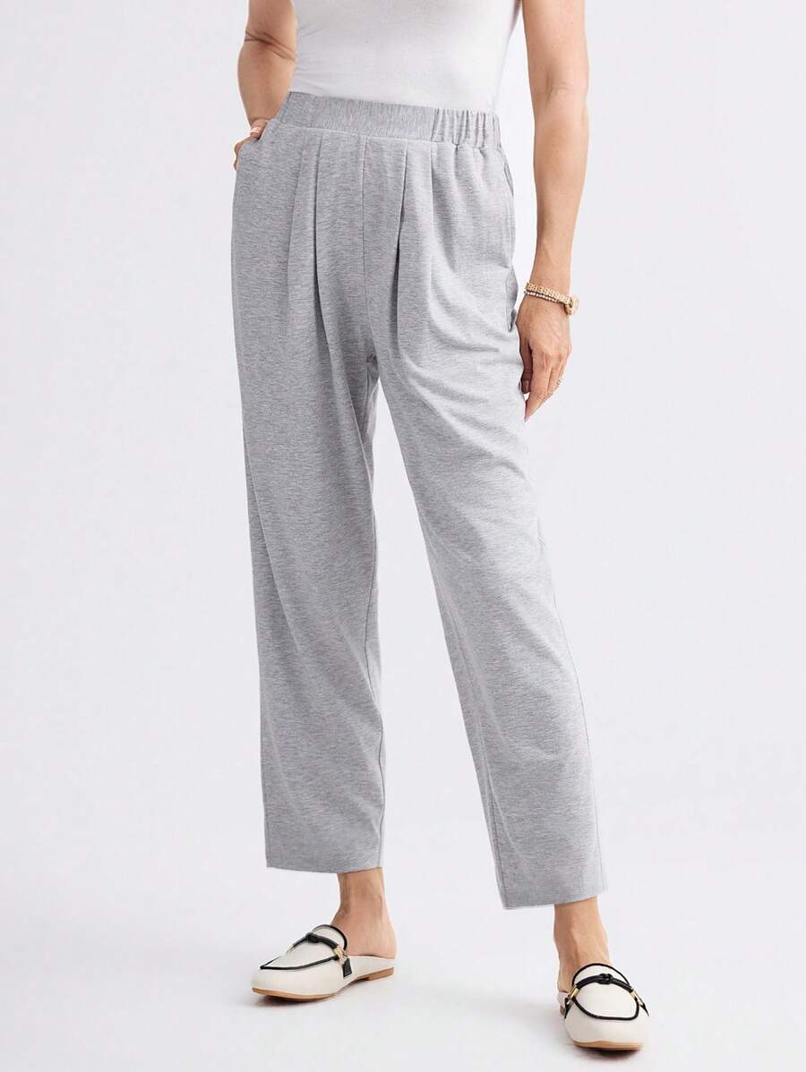 Miaspire Pantalón lápiz casual con elástico en la cintura y estampado floral, para primavera/verano