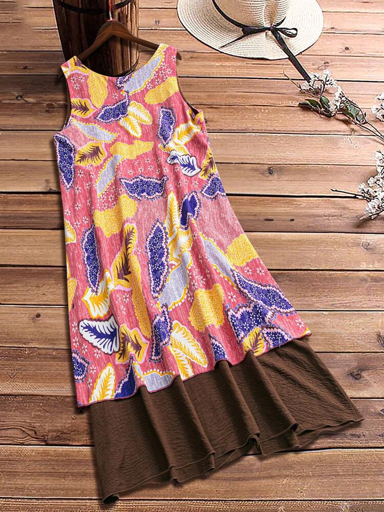 Plus Size Sleeveless Minimalist Country Dress, Fashionable Spring Outfits For Women Summer Outfits For Women