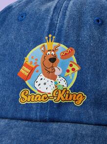 SCOOBY-DOO X SHEIN Fashion Casual Washed Cartoon Dog Printed Baseball Cap - Royal Blue - View 2