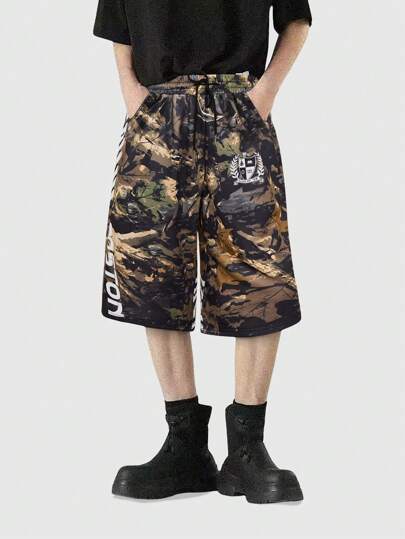 Street Life Men's Casual Camo Tie Front Pocket Printed 3/4 Sweatpants