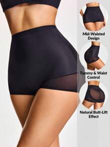 SHEIN Shape Ropa interior moldeadora de mujer con efecto de transparencia y patchwork simple
