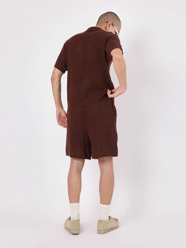 Set coordinato polo in maglia traforata testurizzata