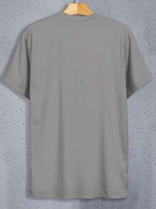 Manfinity Dauomo Men's Casual Cartoon Animal Print Round Neck Short Sleeve T-Shirt - Grey - View 2