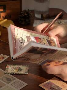 1set Scrapbook Sticker Set Contains 155pcs Material Paper Set Contains Material Book And Material Package For Journaling Notebook Scrapbooking Planner, Journal Supplies Hand Account Sticker,Back To School,School Supplies