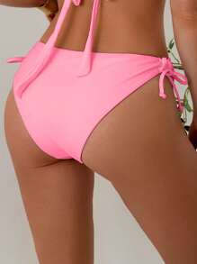 Swim Mod Women's Solid Color Sexy Bikini Bottom With Tie, Summer Beach - Pink - View 2