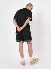 SUMWON Conjunto premium de chándal estilo athleisure con raya en el bajo, informal, de primavera y verano, ropa urbana de moda a juego, conjunto deportivo para entrenamiento y actividad física