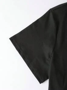 Flirla Camiseta de mujer de talla grande con diseño gráfico, cuello redondo, de color rosa y estampado de lema, top casual para mujer