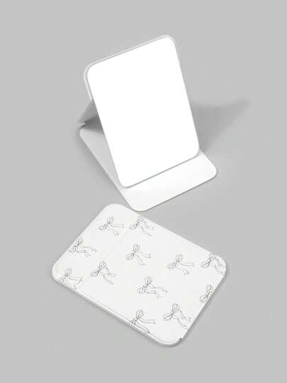 Kawaii Espejo de maquillaje de sobremesa plegable de estilo minimalista, espejo de vanidad con diseño de lazo 3D rosa, regalo portátil, Patrón n.°: 1383074