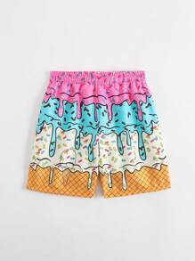 SHEIN Young Boy Casual Minimalist Style Swim Trunks, Suitable For Summer