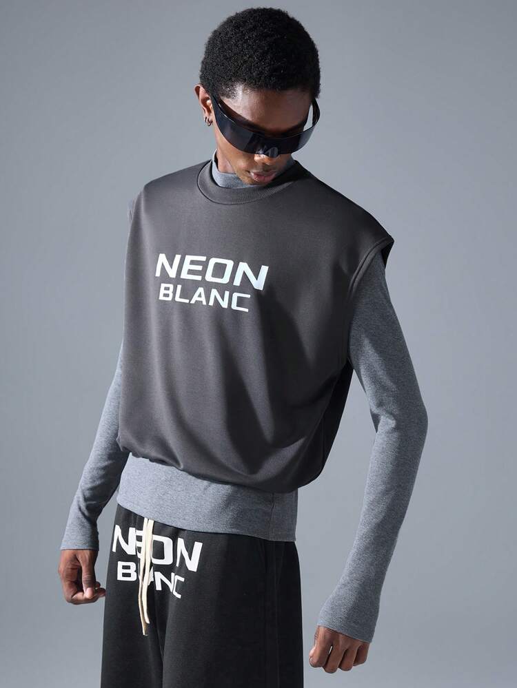 Men's Streetwear Style Letter Print Knitted Tank Top