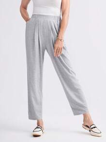 Miaspire Pantalón lápiz casual con elástico en la cintura y estampado floral, para primavera/verano