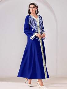Al Najma Women Casual Modest Single-Breasted Floral Patterned Arabic Style Long Dress - Multicolor - View 5