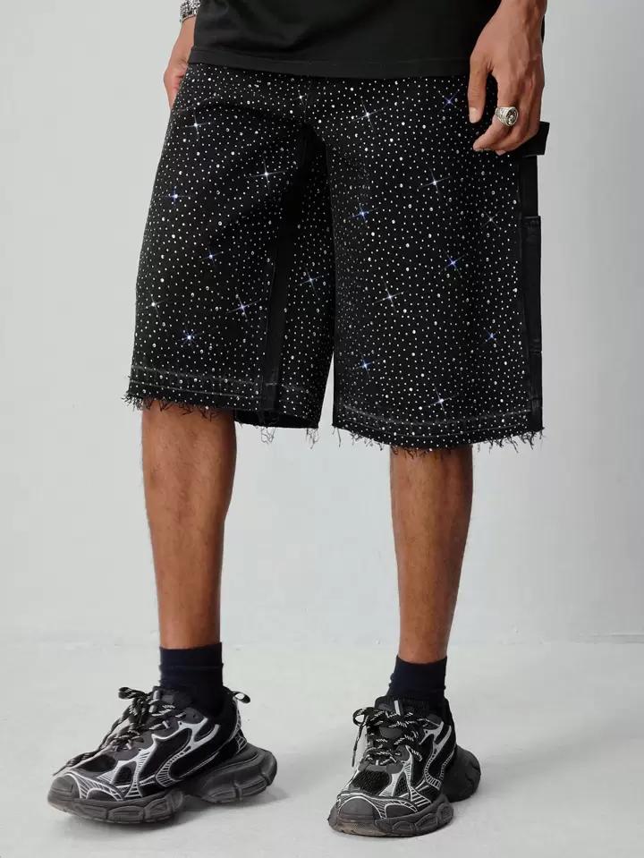 Our Street Life Men's Avant Sparkly Diamond Rhinestone Decor Loose