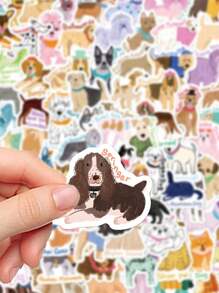 100 件可爱卡通手绘风格狗贴纸，适用于笔记本、笔记本电脑、水瓶等的防水装饰贴花。返校