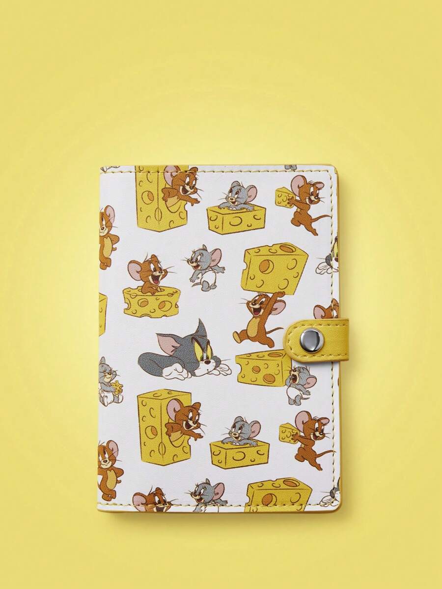 TOM & JERRY X SHEIN Yellow Cheese & Cartoon Animal Print Kawaii Portable Passport Holder - Yellow - View 1