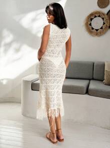 EURMUSE Summer Beach Vacation Outfits For Women All White Crochet Resort Wear Summer Dress Boho Women