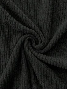 SHEIN 2pcs/Set Maternity Solid Color Round Neck Cropped Camisole Top And Adjustable Waist Midi Skirt Set - Black - View 6