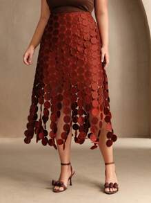 Anewsta 大码女式优雅别致韩式翻领圆形装饰 A 字裙，春夏