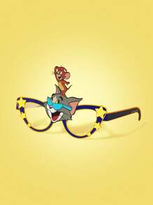 TOM & JERRY X SHEIN Gafas de papel con decoración de estrellas y patrones de ratón y gato de dibujos animados