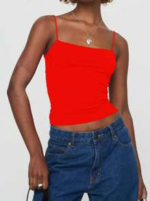 INAWLY Plus Size Women's Solid Color Criss-Cross Backless Slim-Fit Camisole