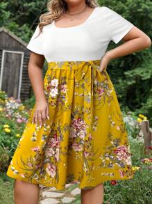 SHEIN LUNE Plus Size Simple Short Sleeve Casual Dress, Suitable For Summer