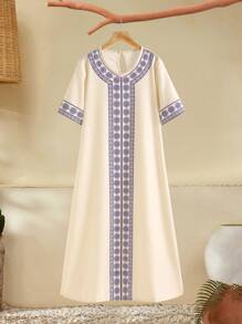 少女印花休闲连衣裙，优雅日常穿着 - 彩色 - 查看 4